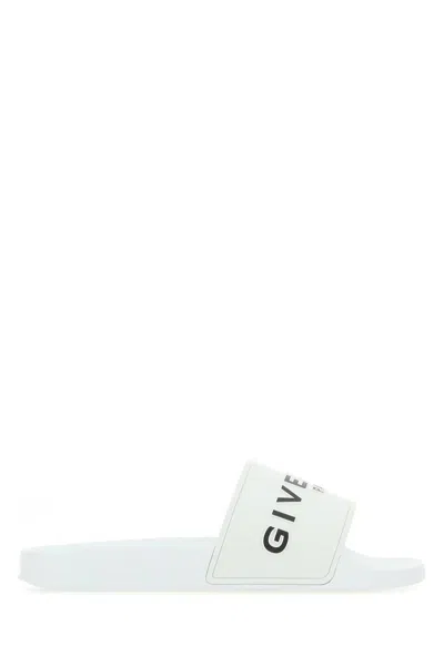 Givenchy White Logo Flat Sandals