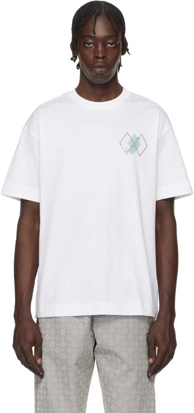 Givenchy White Sequins Argyle Pattern T-shirt In 100-white