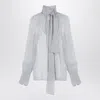 Givenchy Polka Dots Blouse In Silk Chiffon With Lavallière In Gray