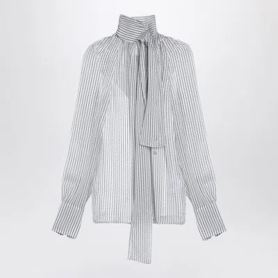 Givenchy White Shirt With Black Polka Dots And Bow In Gray