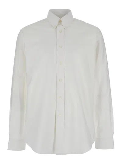 GIVENCHY WHITE SHIRT WITH LOGO EMBROIDERED ON THE FRONT IN COTTON MAN