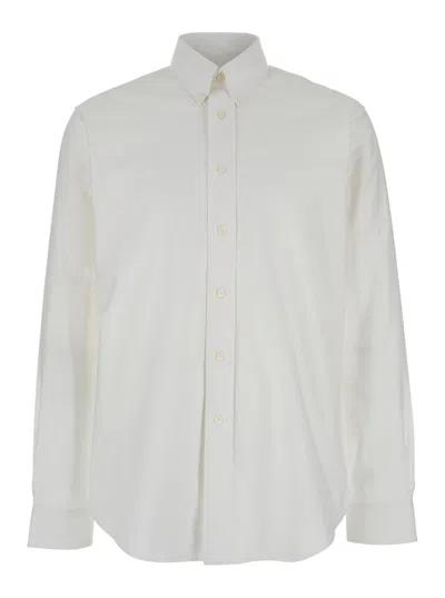 Givenchy White Shirt With Logo Embroidered On The Front In Cotton Man In Multicolor