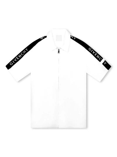 Givenchy Kids' White Shirt With Zip And Logo Bands
