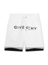 GIVENCHY WHITE SHORTS WITH FRONT LOGO
