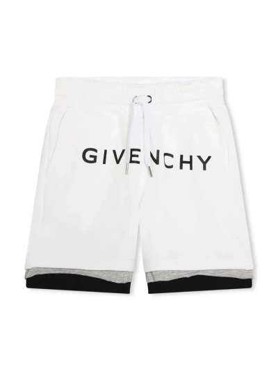 Givenchy Kids' Boy's Fleece Logo-printed Shorts In N00-white Grey
