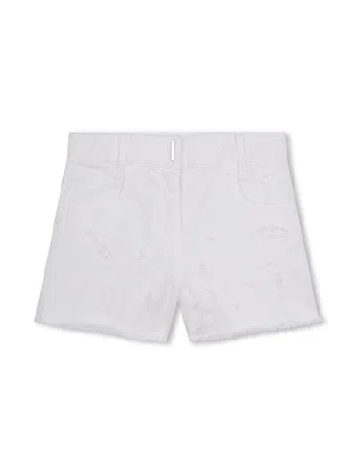 GIVENCHY WHITE SHORTS WITH WORN EFFECT