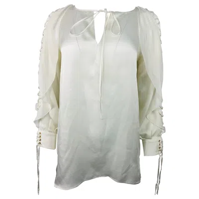 Pre-owned Givenchy White Silk Long Sleeves Blouse Top