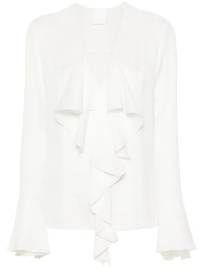 Givenchy White Silk Ruffled Blouse For Women