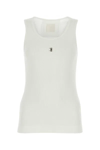 GIVENCHY WHITE STRETCH COTTON TANK TOP