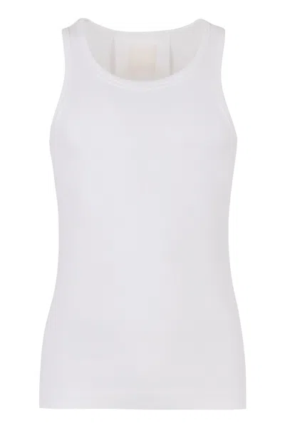 Givenchy White Stretch Cotton Tank Top In Gray