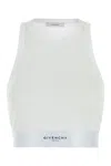 Givenchy White Ribbed Stretch Cotton Cropped Tank Top In White