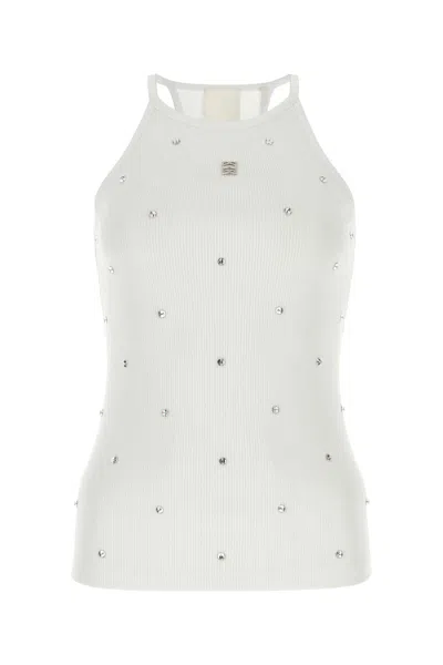 GIVENCHY WHITE STRETCH VISCOSE BLEND TANK TOP