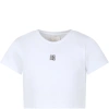 GIVENCHY WHITE T-SHIRT FOR GIRL WITH 4G MOTIF