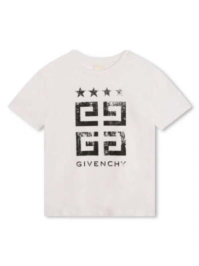 Givenchy Kids' White T-shirt With Black  4g Print