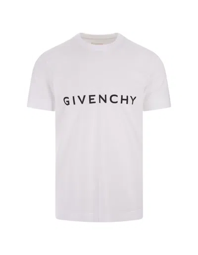 GIVENCHY WHITE T-SHIRT WITH GIVENCHY ARCHETYPE PRINT ON FRONT