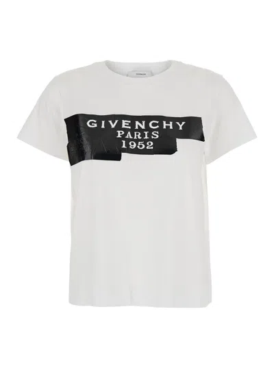 GIVENCHY WHITE T-SHIRT WITH LETTERING LOGO ON THE FRONT IN COTTON WOMAN