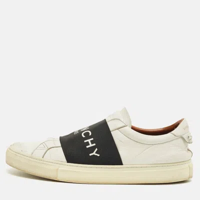 Pre-owned Givenchy White/black Leather Urban Street Slip On Sneakers Size 42