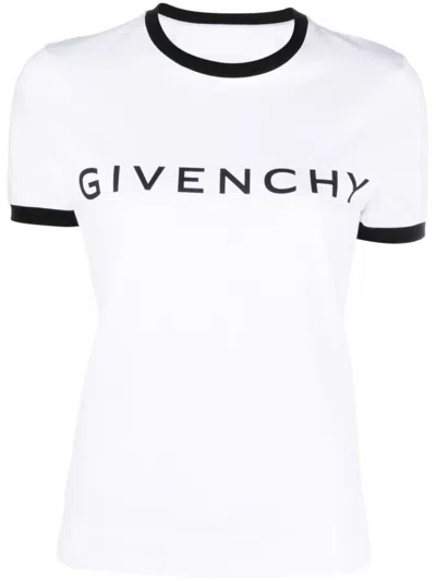 Givenchy Logo Short-sleeve Ringer T-shirt In White Black