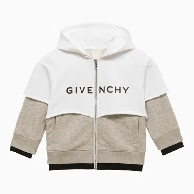 Givenchy Kids'  White/grey Cotton Blend Hoodie In Multicolor