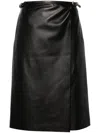 GIVENCHY BLACK VOYOU LEATHER WRAP SKIRT