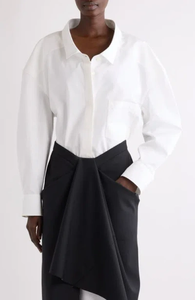 Givenchy Wide Collar Cotton Poplin Button-up Shirt In Neutral