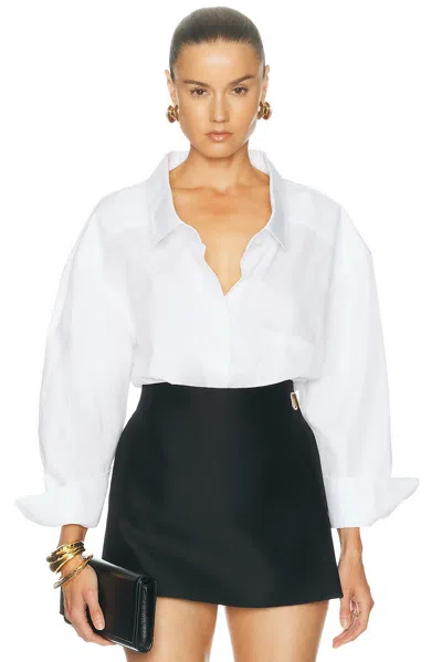 Givenchy Wide Collar Long Sleeve Shirt In White