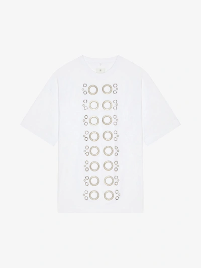 Givenchy Wide Fit T-shirt In Cotton With Eyelet Details In White