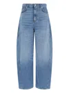 Givenchy Blue Jeans With Logo Patch On The Rear And Wide Leg In Denim Woman In Blue