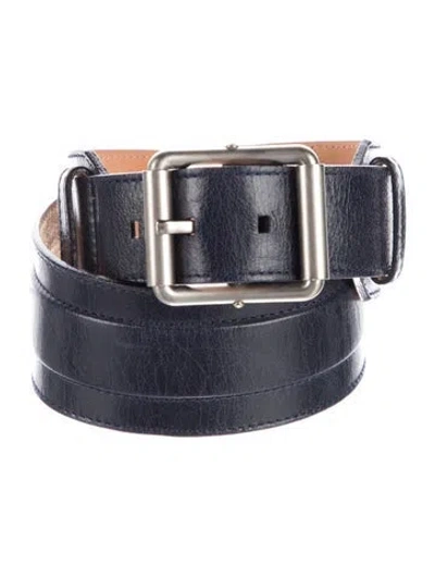 Pre-owned Givenchy Wide Leather Belt In Blue