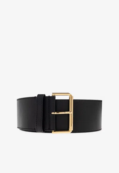 Givenchy Wide Leather Buckled Belt In Black