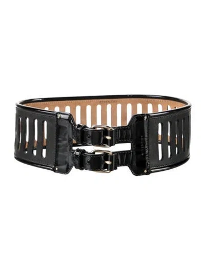 Pre-owned Givenchy Wide Leather Waist Belt In Black