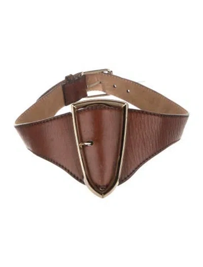 Pre-owned Givenchy Wide Leather Waist Belt In Brown