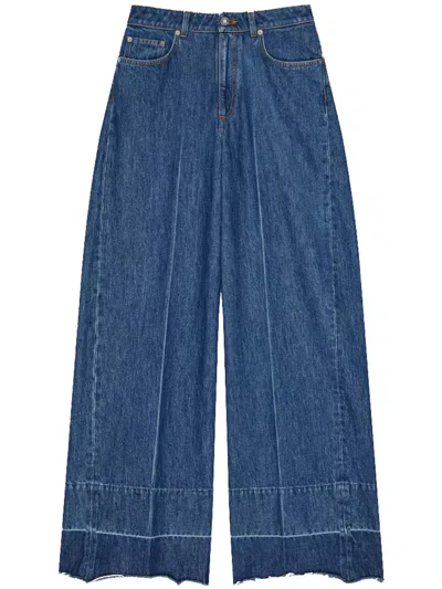 Givenchy Wide Leg Denim Pants In Blue