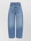 Givenchy Blue Jeans With Logo Patch On The Rear And Wide Leg In Denim Woman In Blue