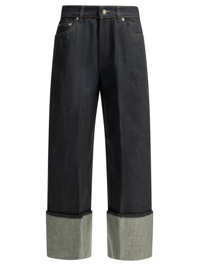 Givenchy Wide Leg Blue Cotton Jeans In Multi
