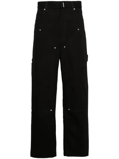 Givenchy Wide-leg Logo-plaque Carpenter Jeans In Black