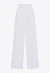 Givenchy Womens White Pleated Two-slip-pockets Wide-leg High-rise Cotton Trousers In White