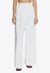 Givenchy Womens White Pleated Two-slip-pockets Wide-leg High-rise Cotton Trousers In White