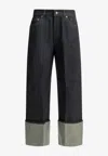 Givenchy Wide Leg Blue Cotton Jeans In Black
