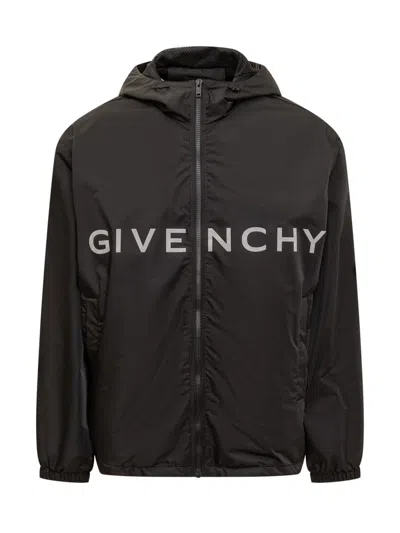 Givenchy Windbreaker Jacket In Technical Fabric In Black