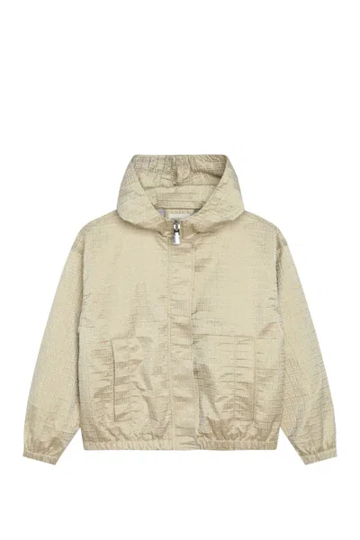 Givenchy Kids' 4g-jacquard Hooded Windbreaker In Gold