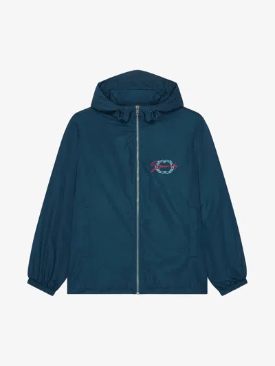 Givenchy Windbreaker With  Medallion In Petrol Blue