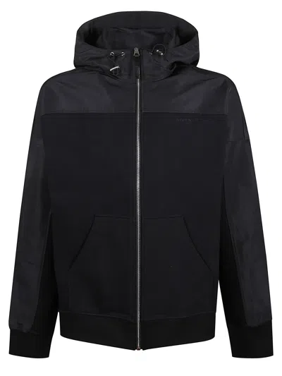 Givenchy Mixed Media Hooded Windbreaker In Black