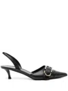 Givenchy Voyou Buckled Textured-leather Slingback Pumps In Black