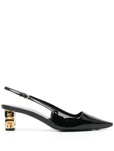 Givenchy Cube Sling Back 50 With Gold Heel In Black