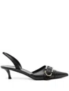 Givenchy Voyou Buckled Textured-leather Slingback Pumps In Black