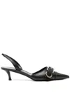Givenchy Voyou Buckled Textured-leather Slingback Pumps In Black