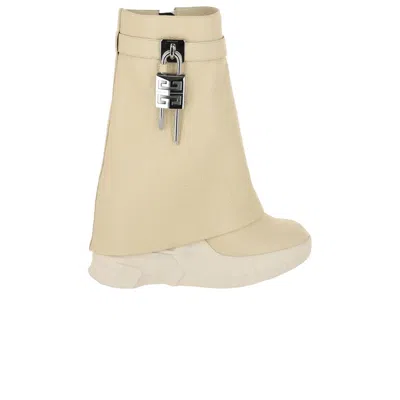 Pre-owned Givenchy Wmns Shark Lock Biker Ankle Boot 'beige' | Tan | Women's Size 39 In Brown