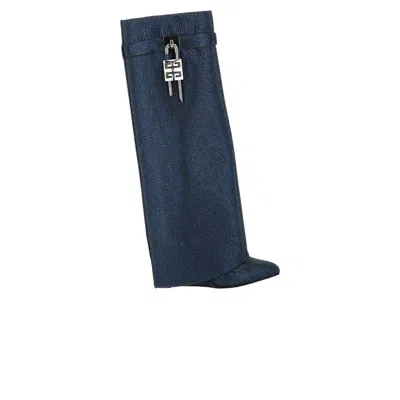 Pre-owned Givenchy Wmns Shark Lock Wide Fit Pant Boot 'petrol Blue' | Women's Size 36