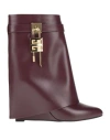 Givenchy Woman Ankle Boots Burgundy Size 7 Calfskin In Red